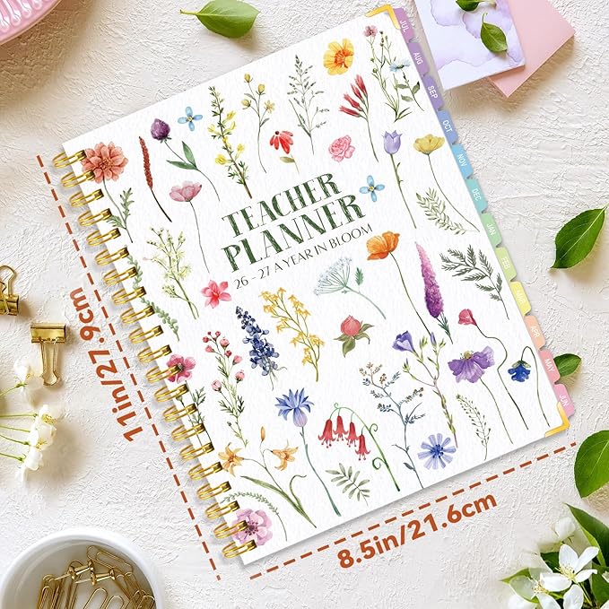 2026-2027 Teacher Planner - Lesson Plan Book for Teachers 26-27, 8.5"x11" Big Academic Planner from July 2026 to June 2027, Weekly & Monthly School Agendar Book with Tab,Stickers for Teachers Supplies