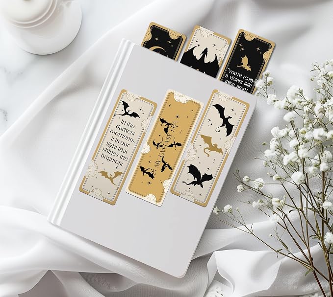 TwoDays 10Pcs Dragon Wing Inspired Bookmarks for Book Lovers, Fantasy Bookmark, Romantasy Romance Merch, Bookish Gifts Book Accessories for Reading Women