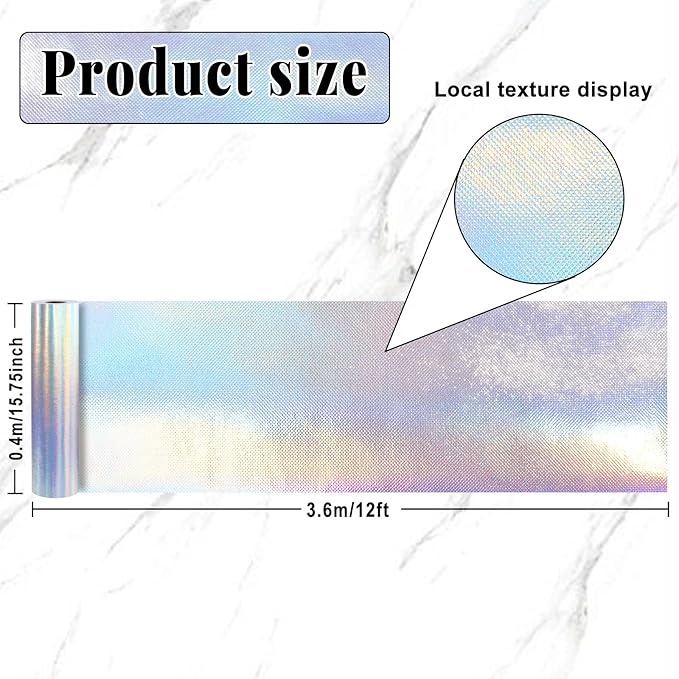 Iridescent Bulletin Board Roll Reusable Waterproof Erasable Silver Holographic Non-Woven Fabric Bulletin Board Roll Iridescent Laser Poster for Teacher Classroom Decors Wrap Crafts 15.75" x 12ft