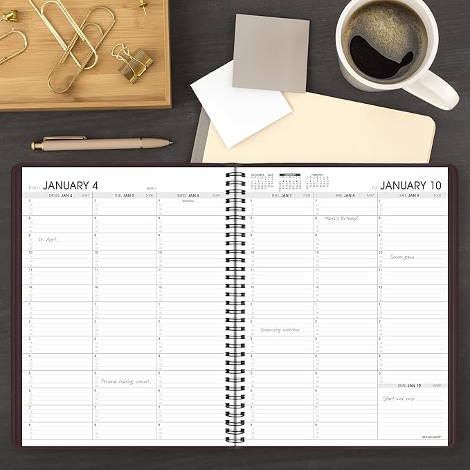 AT-A-GLANCE 2027 Appointment Book Planner, Weekly, 13-Month Jan-Jan, 8.25" x 11", Winestone (709505027)