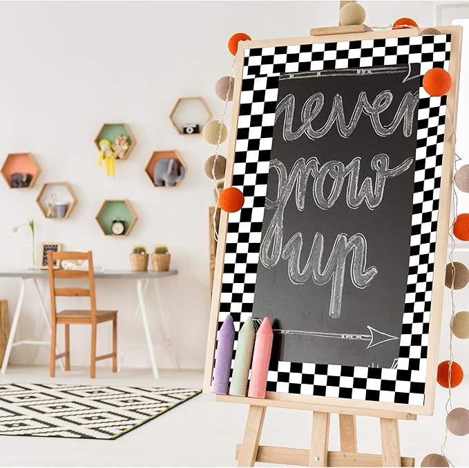66 ft Black and white checkered flag bulletin board border Checkered die-cut border trim paper cutouts roll for Back to School Decoration Chalkboard Bulletin Board Window Wall Home Funny Decor