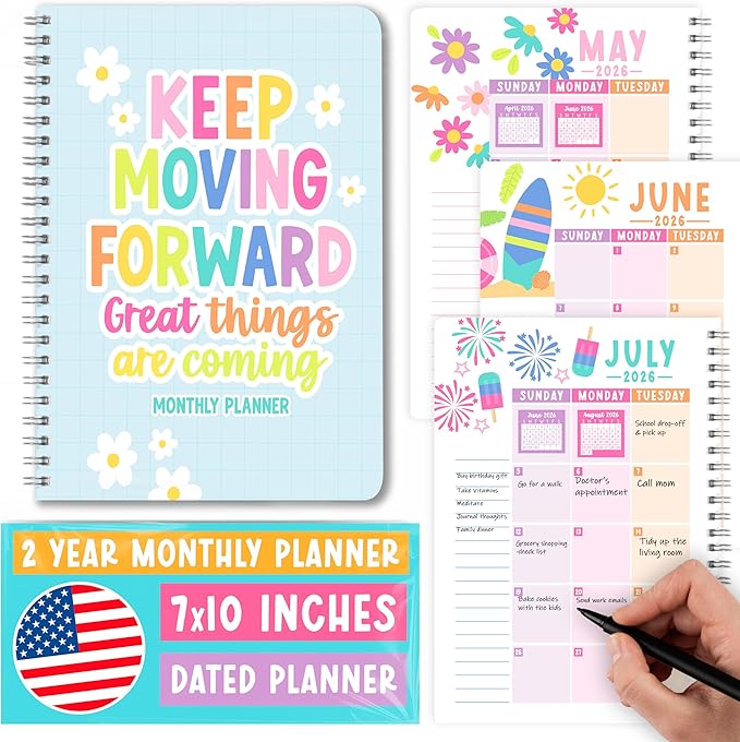 2026-2027 Monthly Planner - 2 Year Monthly Planner 2026-2027, Month Calendar Planners 2026 to 2027, Calendar Book, Teal Month Planners & Organizers