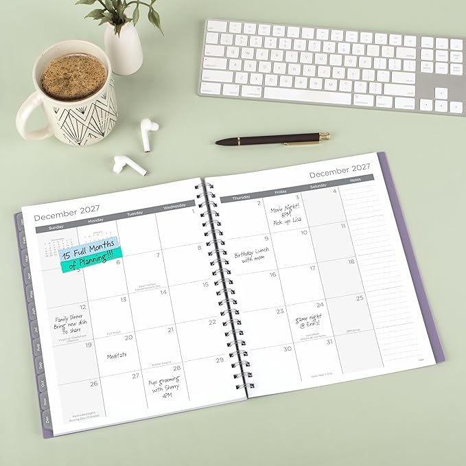 Mead 2027 Planner, Weekly & Monthly, 15-Month Oct-Dec, 8.5" x 11", Lilac (CRW6201927)
