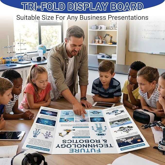 Large Trifold Poster Board, 4 Pack 36" x 48" White Corrugated Project Boards - Science Fair Display Posterboard for School Projects, Science Fairs, Event Displays, and Business Presentations