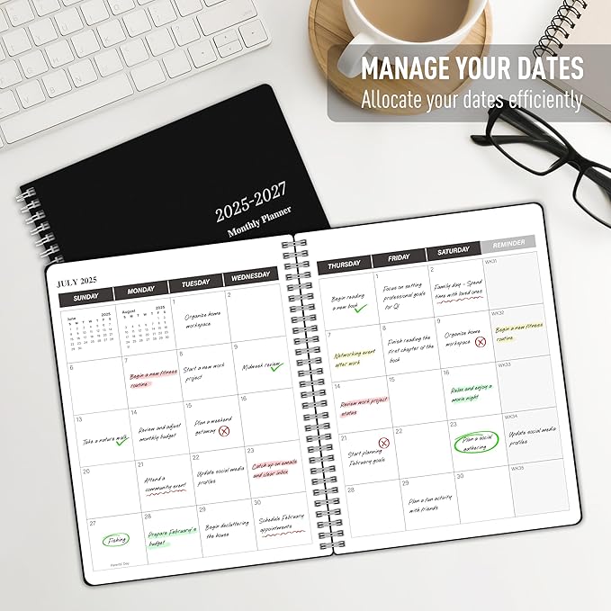 Monthly Planner 2026-2027, Monthly Calender Jan 2026 - Jun 2027, 18 Months Planner with Habit Tracker, 7.5" x 10", Spiral Bound for Personal Organizer and Office Supplies