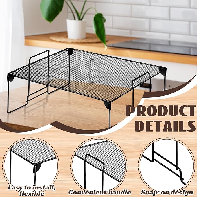 Demonwer 2 Pcs 15.9×9.8 Inch Locker Organizer Shelf Black Stackable Extra Locker Shelf Storage Cabinet Accessories for School Office Home Gym Supplies