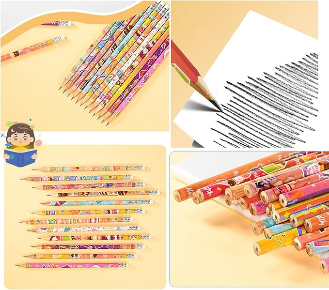 24pcs Birthday Pencils with Eraser Wood Pencils Bulk Classroom Prizes, Home Halloween Birthday (birthday, 24)