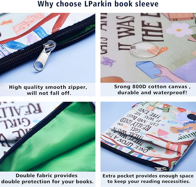 Book Sleeve for Book Lovers, Bookish Book Protector, Book Covers for Paperbacks, Washable Fabric, Book Sleeves with Zipper, Medium 11 Inch X 8.7 Inch