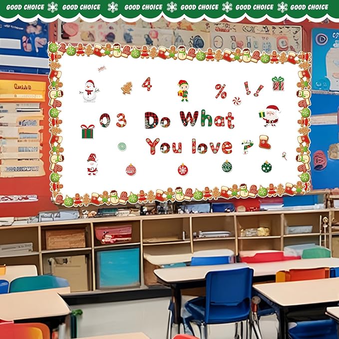 Kosiz Christmas Bulletin Board Decoration Set 118 ft Scalloped Bulletin Board Borders Classroom Poster Border Trim with 257 Pcs Letter Number Symbol Cutout for School Decor