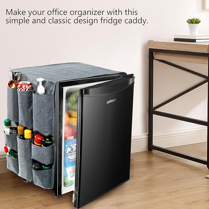 Over The Fridge Organizer Storage - Upgraded Mini Fridge Caddy Organizer - College Dorm Room Essentials for College Students Boys, Girls - 12 Pockets Flatware Organizers and Storage