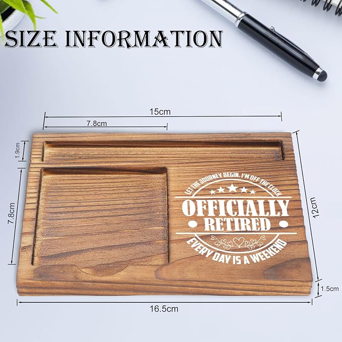 Officially Retired Sticky Note Holder, Retirement Gifts for Retirees, Personalized Let The Journey Begin Desk Organizer EDP160