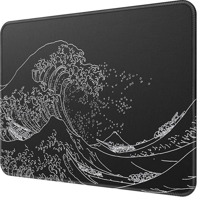 MROCO Essential Office & Gaming Mouse Pad, 8.5 x 11 Inch, Kanagawa Wave | Anti-Fray Stitched Edges, Functional Pattern Design, Non-Slip Rubber Base, Water and Stain Resistance