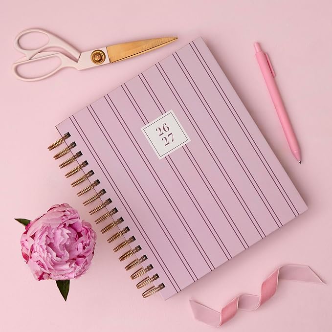 Blue Sky Rachel Parcell 2026-2027 Daily and Monthly Academic Year Planner Calendar, July 2026 - June 2027, 7" x 9", Laminated Cover, Wirebound, Laminated Tabs, Storage Pocket, Includes Stickers, Laine Pink