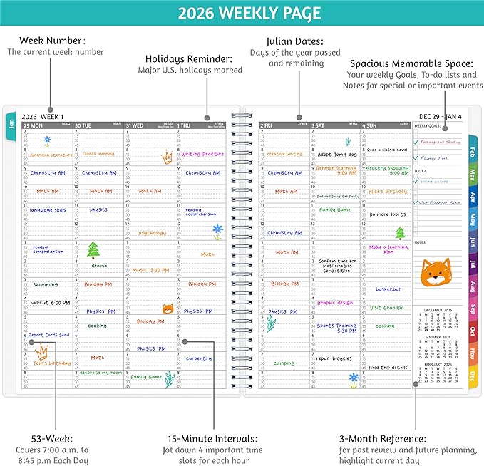 2026 Appointment Book - January - December 2026, Appointment Planner with Weekly ＆ Monthly Spread, 8.5'' x 10.5'', Large, 15 Minute Increments, 2026 Daily Planner with Pockets, Tabs, Flexible Cover