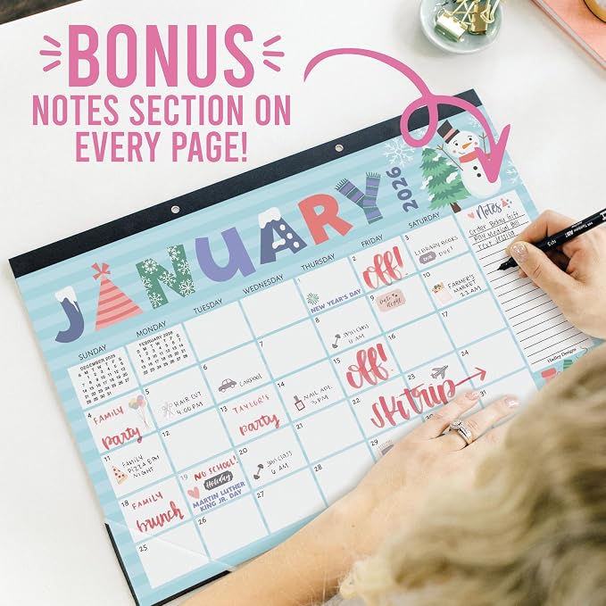 Hadley Designs Large Teacher Desk Calendar 2026-2027 - Desktop Calendar 2026, 18-Month Desk Calendars for Home, Office & Classroom, Cute Classroom Must Haves, Teacher Appreciation Gifts