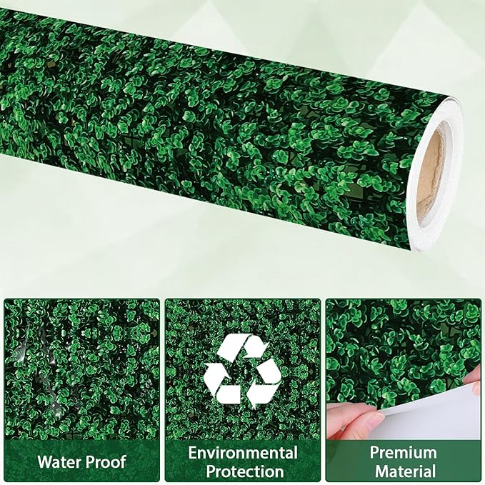 Qyeahkj Green Leaves Bulletin Board Paper Roll Greenery Leaf Bulletin Board Background Paper Fade Resistant Classroom Decoration Poster Art Craft Home Wall Education Decor Supplies 17.7in x 20ft