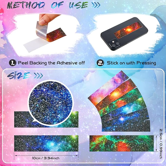 Gersoniel 72 Pcs Anxiety Sensory Stickers Calm Stickers Adhesive Textured Mental Health Strips Mindfulness Fidget Decals Stress Anxiety Relief Items for Desk Therapy Office Counselor(Galaxy)
