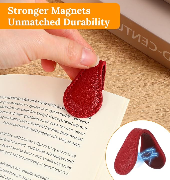 4 Pcs Magnetic Bookmarks for Men, Vintage Magnetic Book Marks for Reading, Double Sided Bookmark Clips, Stylish Leather Bookmarks for Women & Men, Gift for Book Lovers, Vintage Design
