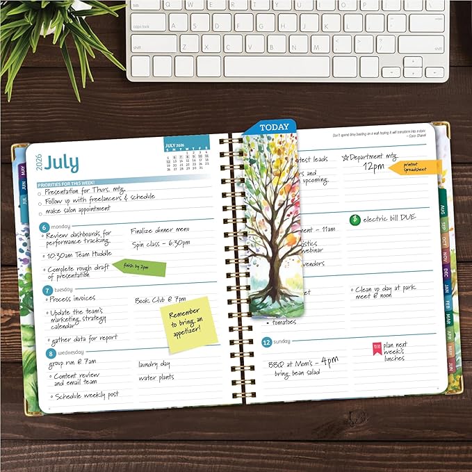 HARDCOVER Academic Year 2026-2027 Planner: 14 Months (May 2026 Through June 2027) 8.5"x 11" Daily Weekly Monthly Planner Yearly Agenda. Bookmark, Pocket Folder and Sticky Note Set (Tree Seasons)