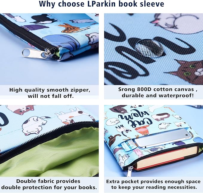 Book Sleeve for Book Lovers, Bookish Book Protector, Book Covers for Paperbacks, Washable Fabric, Book Sleeves with Zipper, Medium 11 Inch X 8.7 Inch