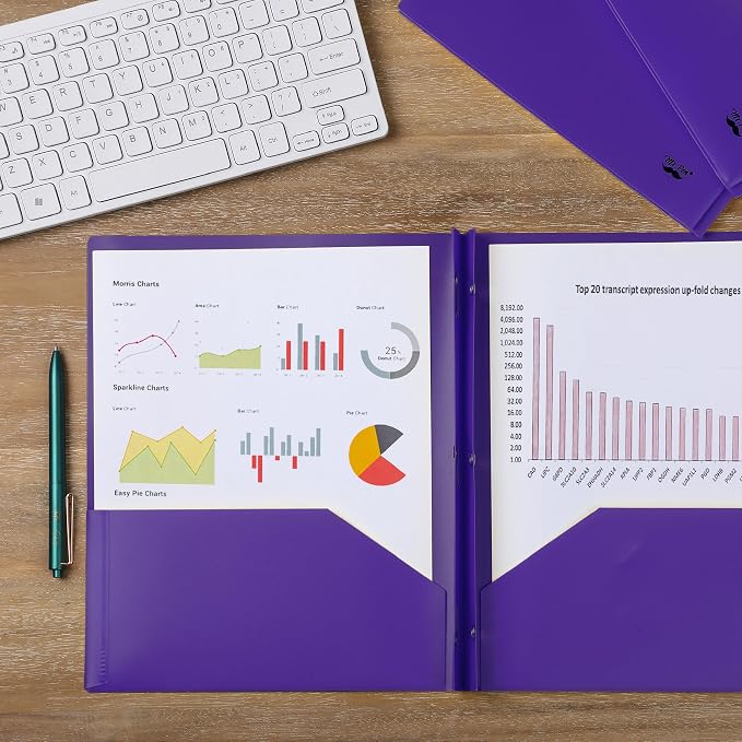 Mr. Pen- Plastic Folders with Pockets and Prongs, 24 Pack, Letter Size, Purple, Flexible Plastic Folders with Prongs