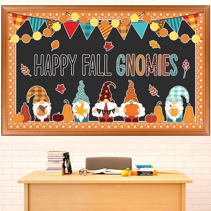 Thanksgiving Bulletin Board Decorations Fall Gnomes Bulletin Board Set Maple Leaves Paper Cutouts Autumn Pumpkin Thanksgiving Cutouts for School Classroom Supply Home Wall Decor