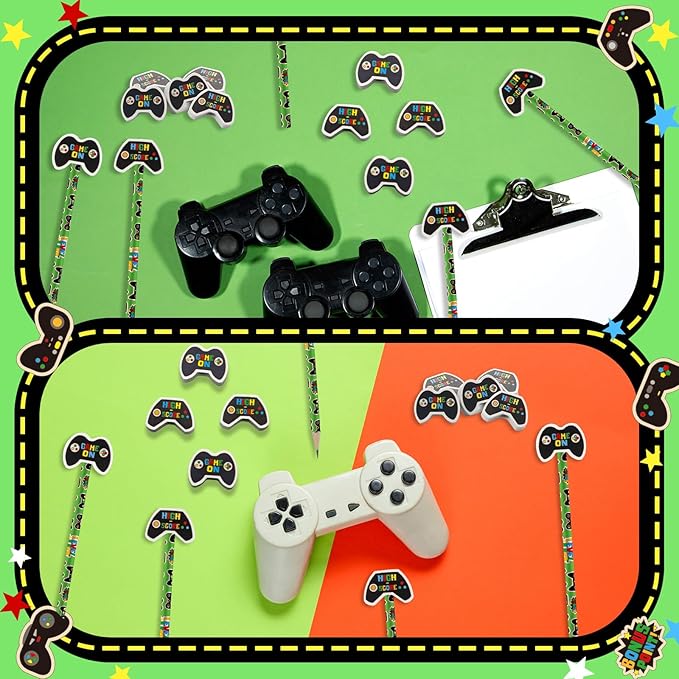 32 Pcs Video Game Pencil with Eraser Party Favors Gifts Gamer Controllers Pen Goodie Bag Fillers Theme Stationery Set for School Classrooms Exchange Reward Prizes Home Office School Supplies