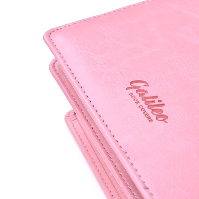 GALILEO® Double AA Big Book Cover & 12 Steps & 12 Traditions | Medallion Holder | AA Gift | Alcoholics Anonymous | PU Leather | AA Book Covers for Hardcover (Plain/Coin Pocket/Pink)