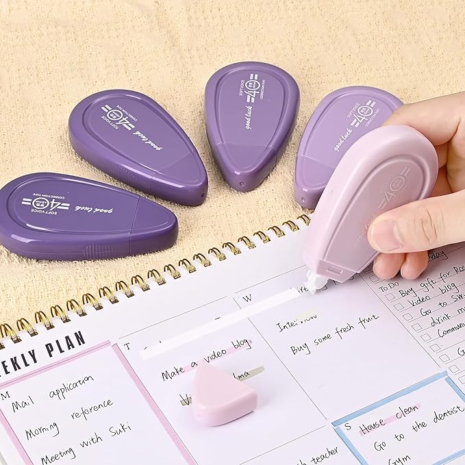 5pcs White Correction Out Tape, 32.81 Feet Cute Correction Tape for Instant Corrections, Easy to Use Applicator for Office and School Supplies (Purple)