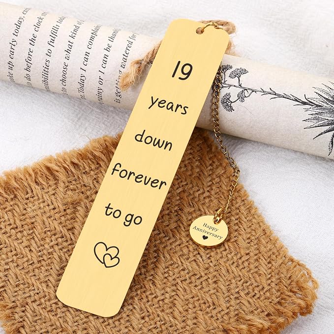 Bronze Gifts for 19th Anniversary, 19 Year Wedding Anniversary for Wife Husband 19th Anniversary Bookmark for Her Him Happy Anniversarys Bookmarks for Couples Valentines Gifts Bookmarks for Women Men