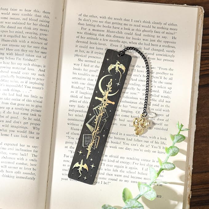 Fantasy Dragon Sword Bookmark - Cool Metal Book Mark Gifts for Reading Men Black Page Markers for Boys Kids Women Novel Lovers Bookish Readers Students Teachers School Birthday Accessories