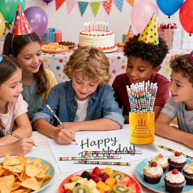 Birthday Pencils for Students Happy Birthday Pencil Bulk Colorful Wood Pencils Teacher Classroom Birthday Gifts Party Supplies (72)