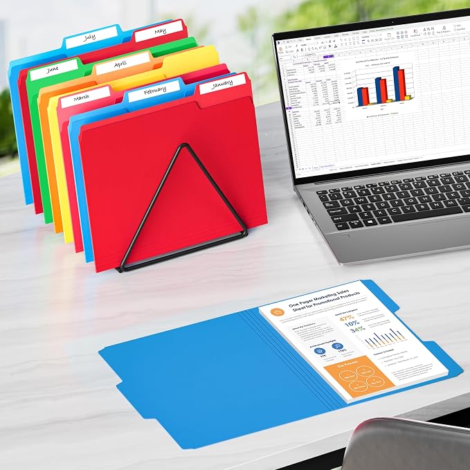 HABGP 40 Pack Manilla Folders 8.5 x 11 Inch, 1/3-Cut Tab Colored File Folders Letter Size, Paper File Folders, Manila Folders Home Office School Supplies for Documents Files, Assorted 4 Colors