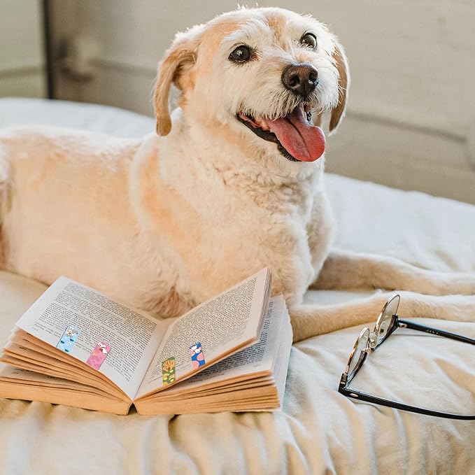 48 Pcs Magnetic Bookmarks Dogs Magnets Bookmark Clips Dog Party Favors Book Lovers Gifts Cute Book Marks for Reading Women Kids Christmas Stocking Stuffers Book Reading Accessories, 24 Designs (Dog)
