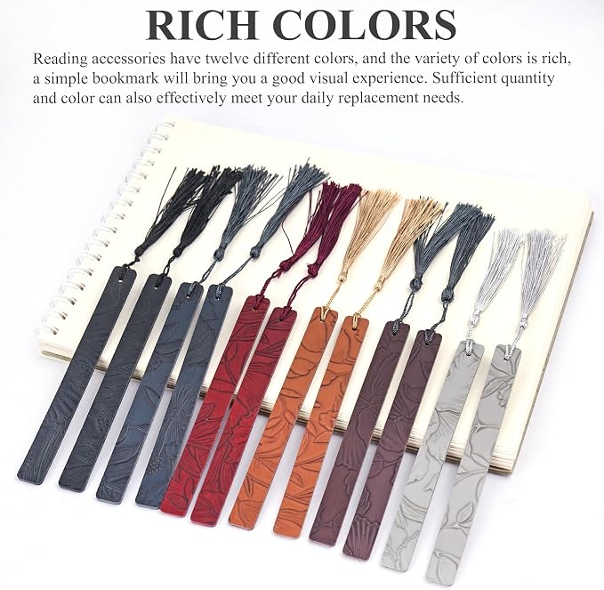 12 Pcs Pastel Leather Bookmarks Colorful for Women Students Teachers Book Lovers Reading Supplies(12colors6)