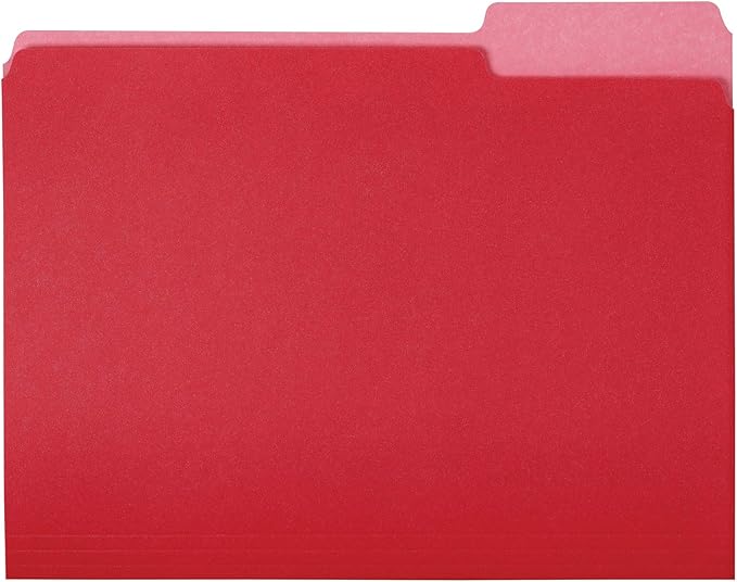 Amazon Basics File Folders,Letter Size,1/3 Cut Tab,Red,(Pack of 360)