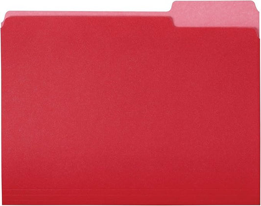 Amazon Basics File Folders,Letter Size,1/3 Cut Tab,Red,(Pack of 360)