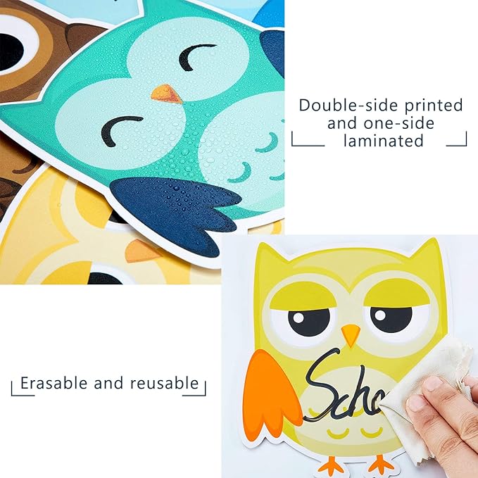 45 Pcs Colorful Owls Cutouts Bulletin Board Decor Owl Accents Paper Cutouts Name Tags Labels Classroom Decor for Back to School Classroom Bulletin Board Decorations Wall Teacher Student Birthday Party