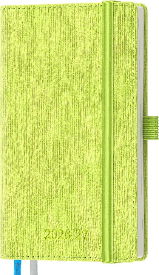 2026-2027 Weekly and Monthly Planner (July 2026–December 2027), 6.5"x3.75", Vertical Layout, 18 Months Agenda with Month Tabs & Pocket, Academic Calendar with Vegan Leather Cover,Apple Green