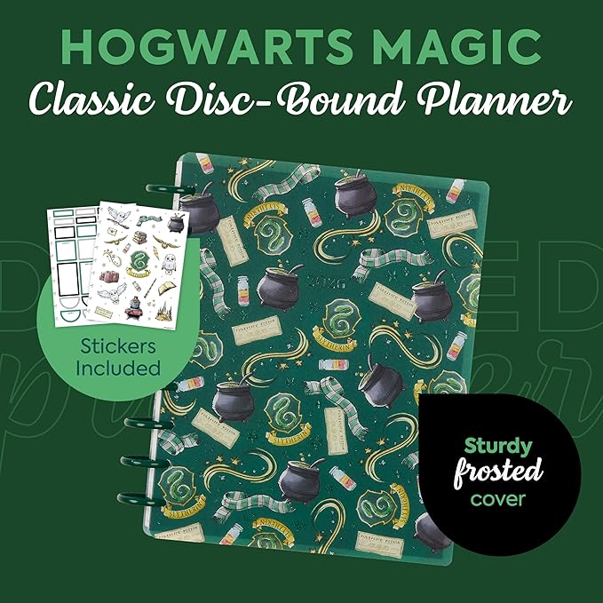 Happy Planner Harry Potter Disc-Bound 12-Month January–December 2026 Planner, Classic Size, Vertical Layout, Slytherin Magic