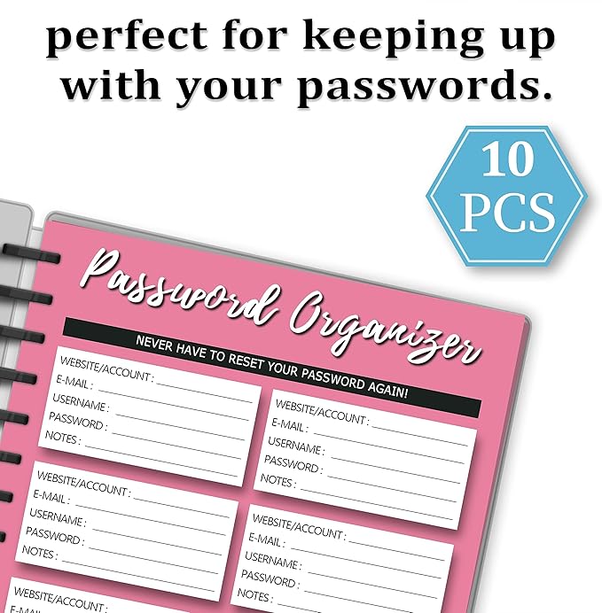 Insert for 9-Disc Classic, Color Password Tracke，Pre-punched Inserts,Refill Calendar