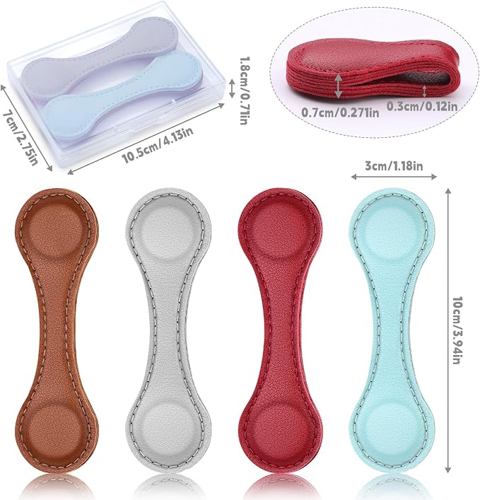 WONVOC 4 PCS Magnetic Bookmarks, Leather Magnetic Bookmarks for Women Men, Double-Sided Magnetic Book Mark Clip for Book Lovers Readers Teachers Students