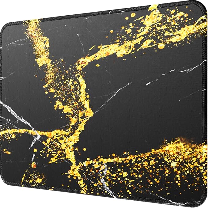 MROCO Essential Office & Gaming Mouse Pad, 8.5 x 11 Inch, Black Gold | Anti-Fray Stitched Edges, Functional Pattern Design, Non-Slip Rubber Base, Water and Stain Resistance