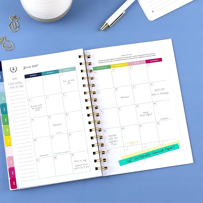 AT-A-GLANCE Planner 2026-2027 Weekly & Monthly Academic 12-Month July-June, 5-1/2" x 8-1/2", Simplified by Emily Ley, Savanna Blooms (EL50-200A)