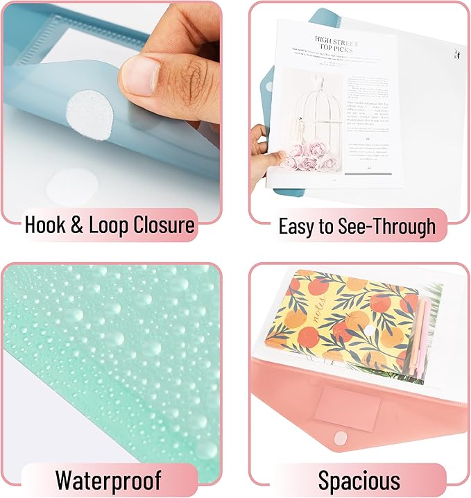 Mr. Pen- Clear Plastic Envelopes File Folders, 10 Pack, A4, Letter Size, Colorful Flaps, Clear Folders for Documents Plastic Poly Envelopes with Label for School, Home, Work, Office, Organizer