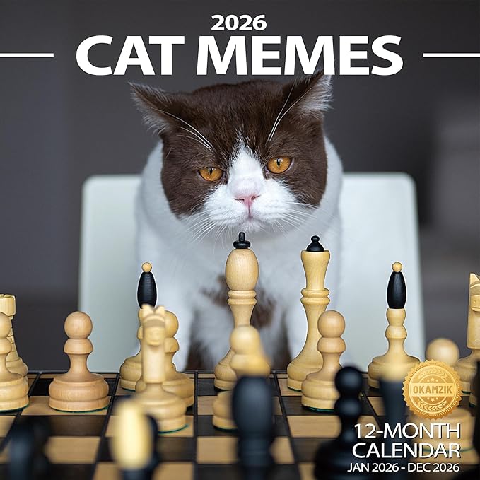 Wall Calendar 2026 Planner Calendar - Cat Memes Hangable Monthly Wall Calendar with Large Blocks for Organizing & Planning, Academic Schedule, Home, Office & family, Thick & Sturdy Paper (12"x24" Open)