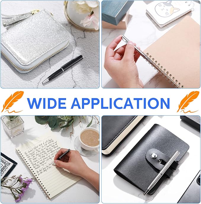 Chinco 16 Pcs Mini Pen 3 Inch Tiny Short Pen for Pockets Notebook Metal Small Ballpoint Bulk for Boss Notepads Notebooks Business Trip Office School Supplies(Silver, Black)