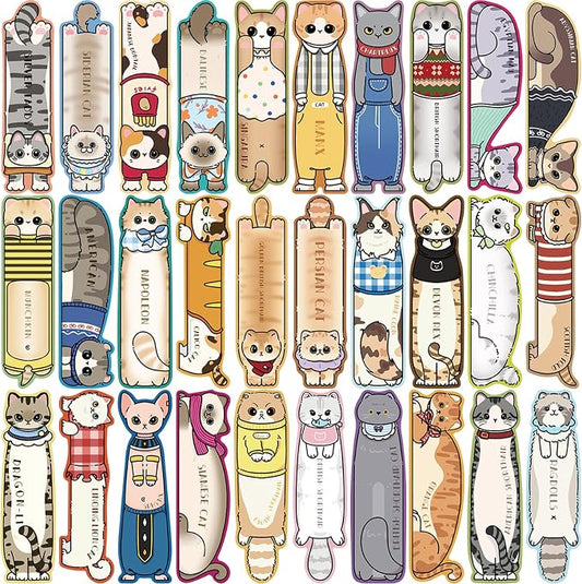 30 Pcs Cute Cat Bookmarks,Bookish Gifts for Cat Lovers,Book Lovers Valentines Gifts,Cute Book Marks for Reading Women Kids Book Reading Accessories Readers Gifts