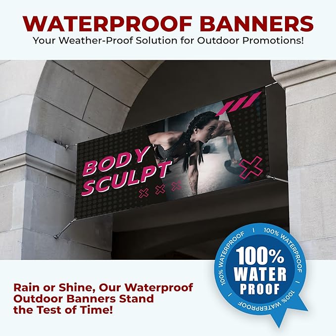 Body Scullpt Large Banners and Signs for Outdoor by Mavis Printing-Polyester Banner with 4 Holes for Easy Hang Indoor & Outdoor|4x1 Feet HD Print Sign to Promote Church| Made in USA