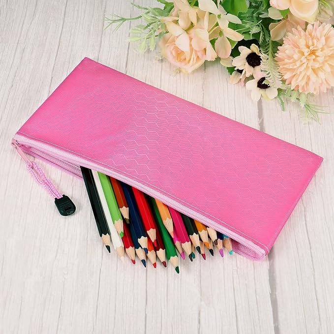 PATIKIL Waterproof Zipper File Bags, 5 Pack A6 Size Document Pocket Storage Organizer Pouch for Travel Office Supply, Pink
